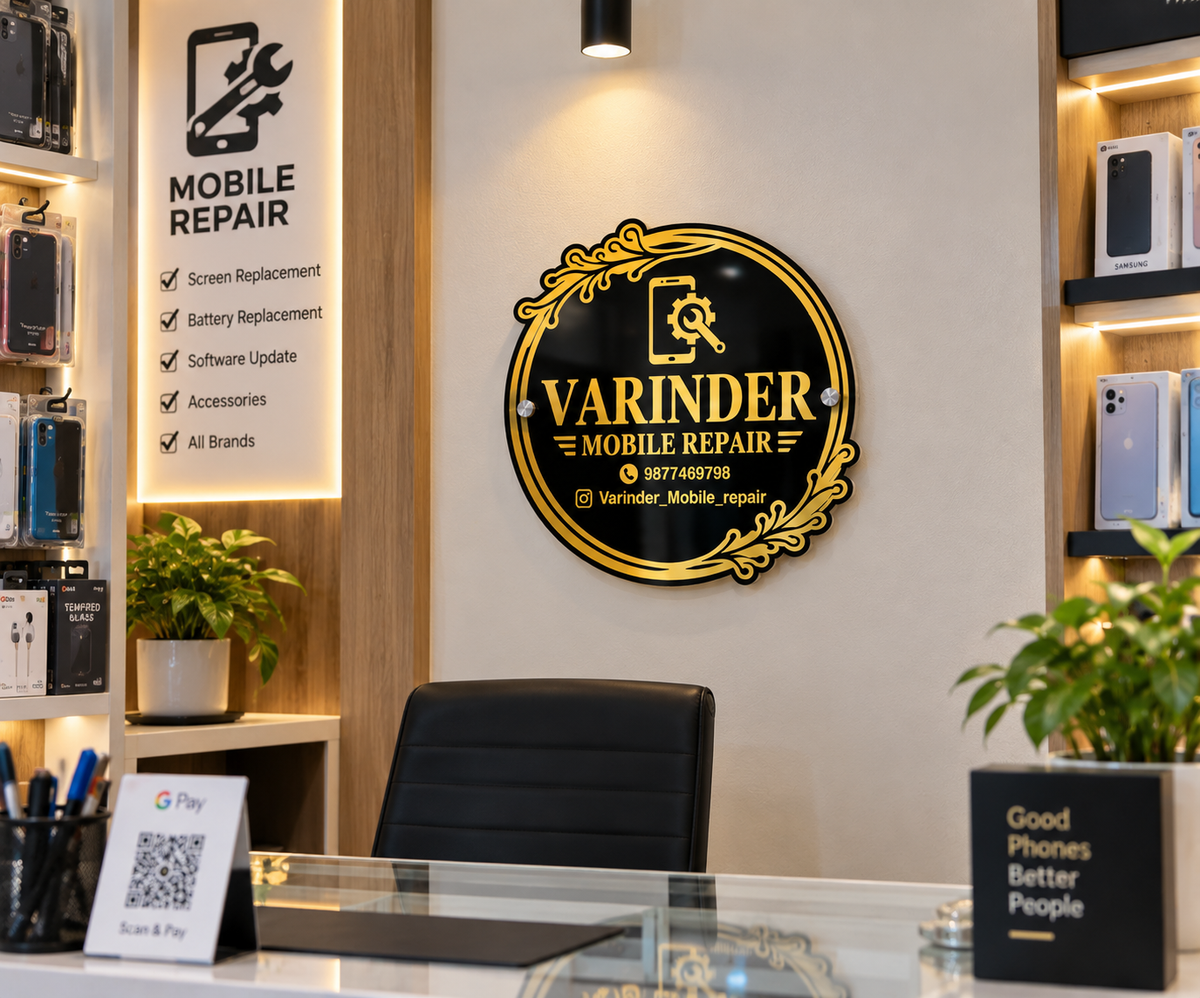 Acrylic Mobile Shop Logo Board – Premium Business Sign
