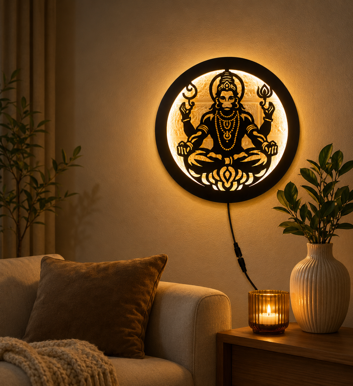 Veer Hanuman LED Wall Decor