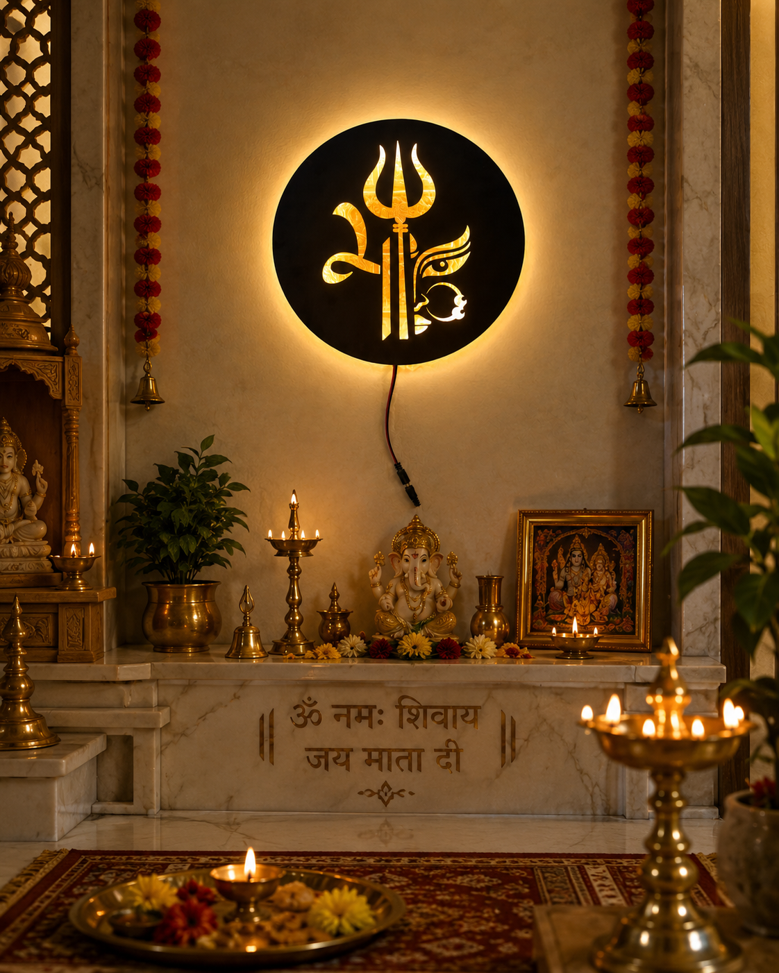 Shiva & Maa Durga LED Wall Decor