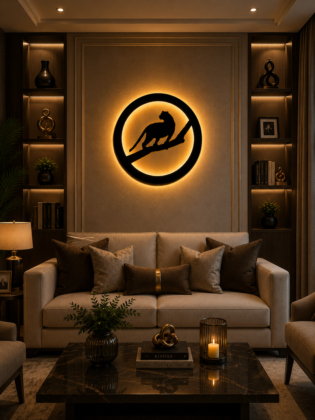 Leopard Moon LED Wall Decor