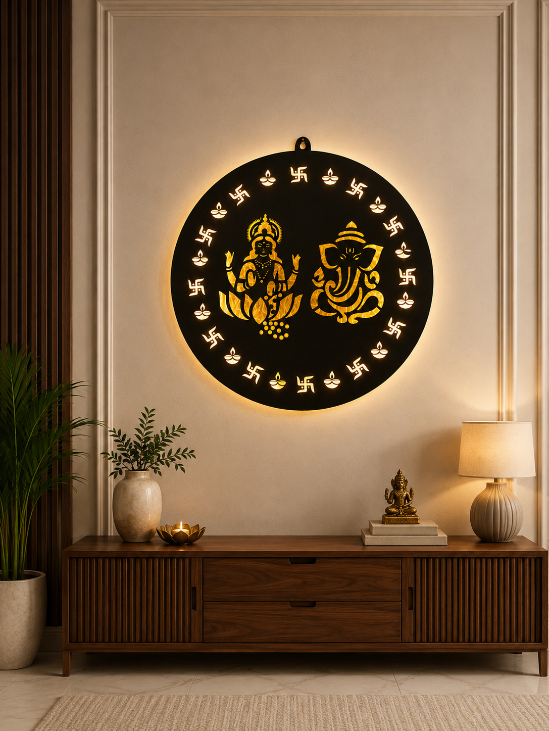 Lakshmi Ganesha LED Wall Decor
