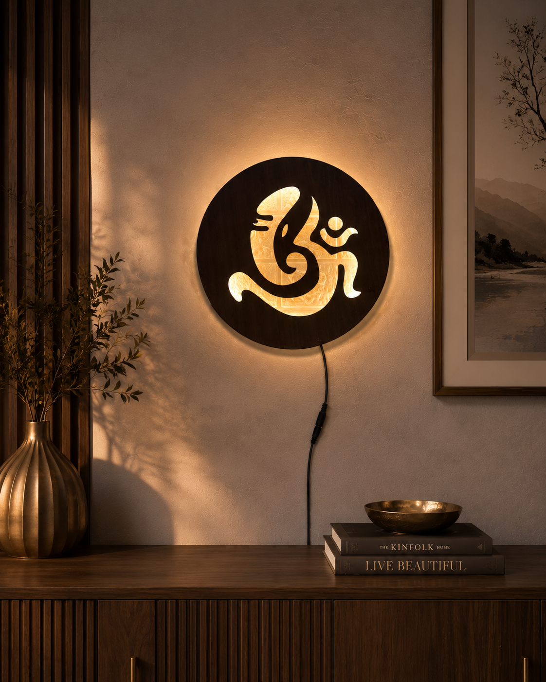 Om Ganesha LED Wall Decor