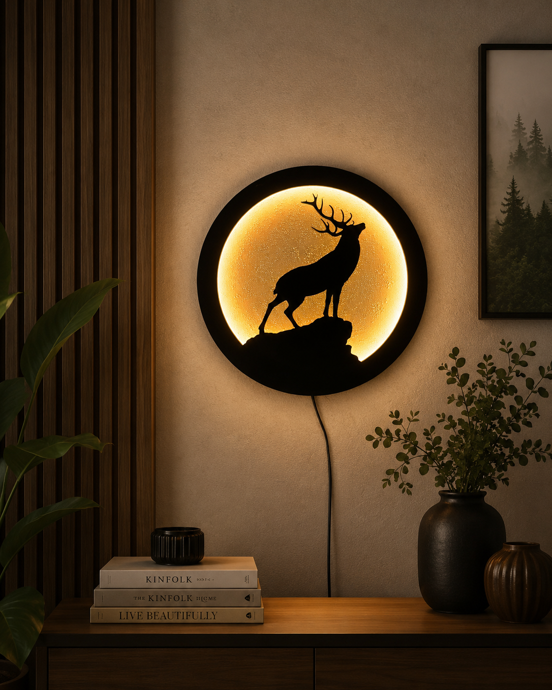 Deer Moon LED Wall Decor