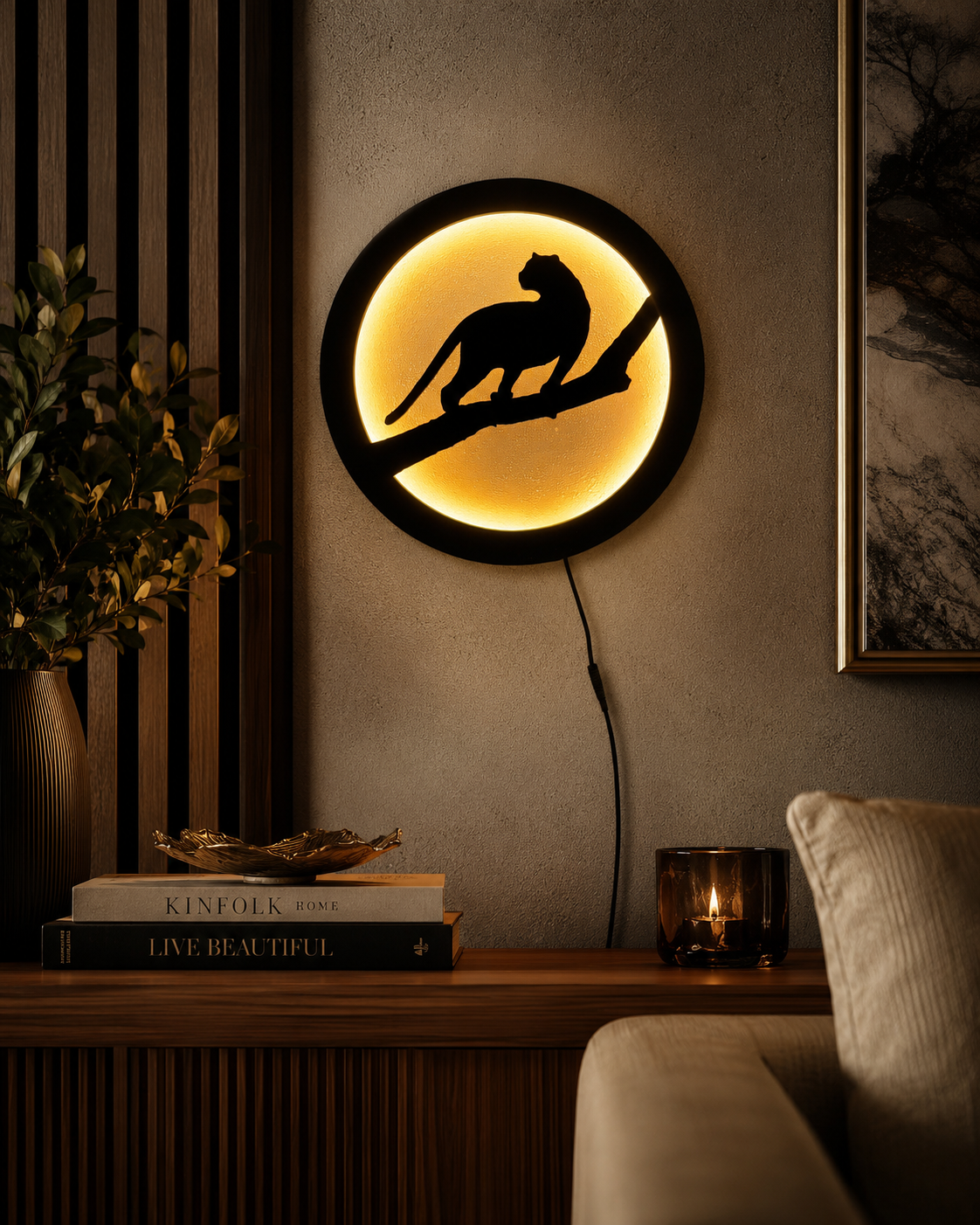 Leopard Moon LED Wall Decor