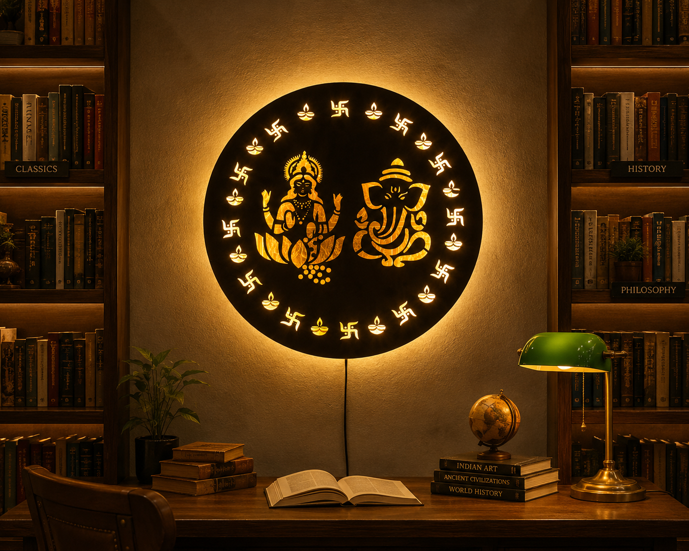 Lakshmi Ganesha LED Wall Decor