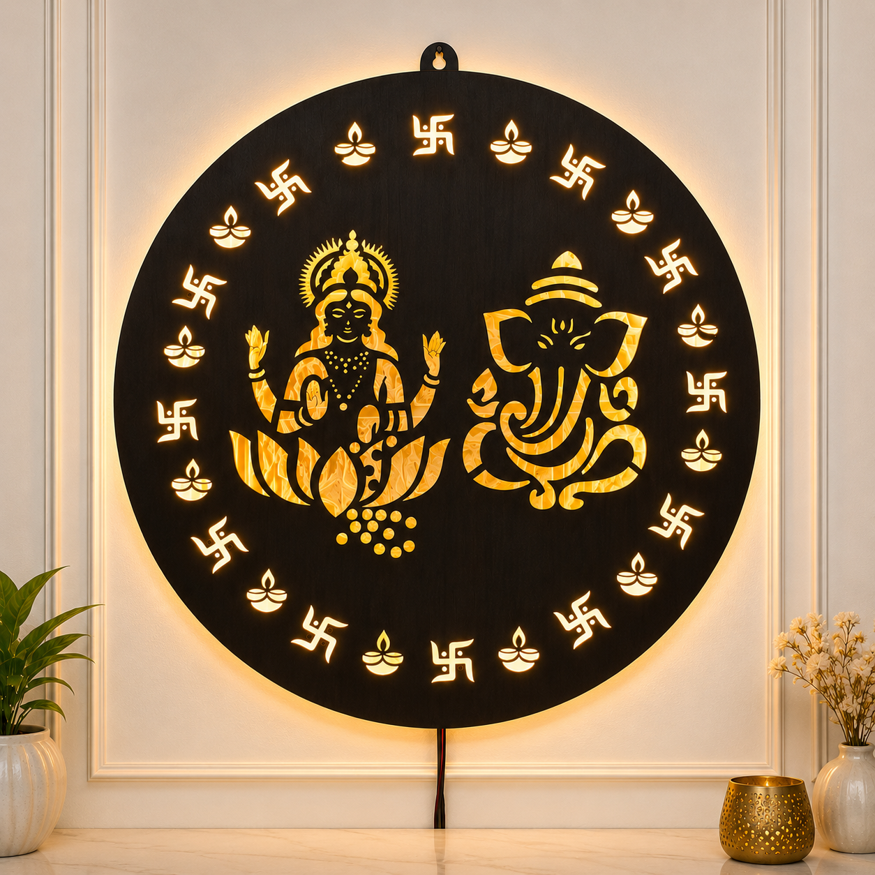 Lakshmi Ganesha LED Wall Decor