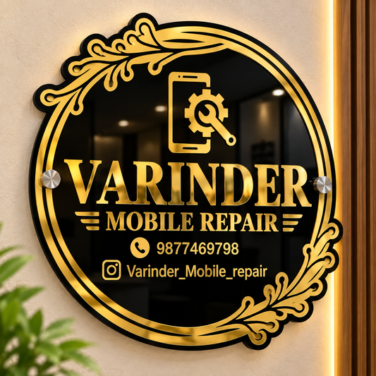 Acrylic Mobile Shop Logo Board – Premium Business Sign