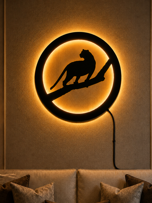 Leopard Moon LED Wall Decor