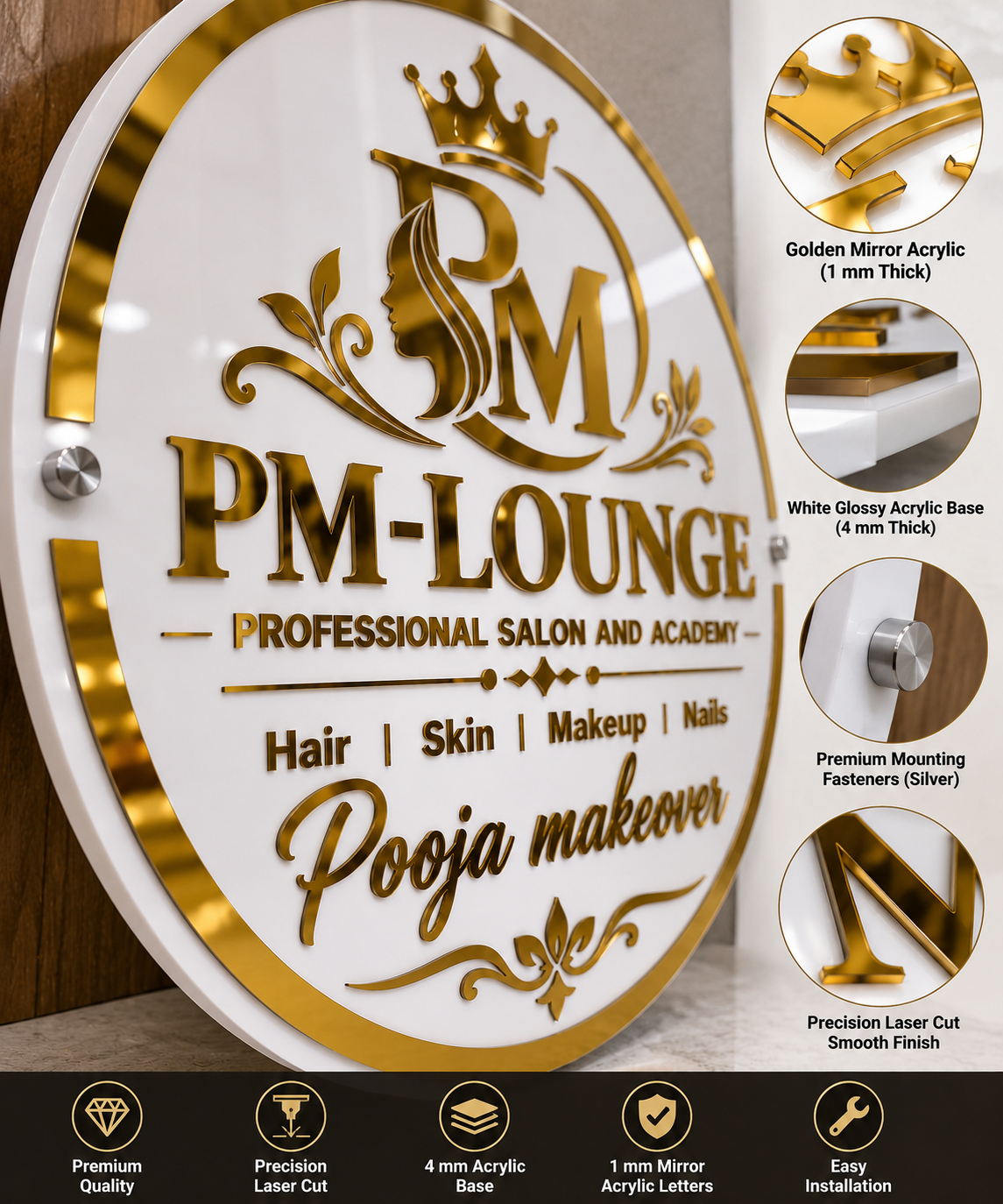 Acrylic Salon Logo Board – Premium Business Sign