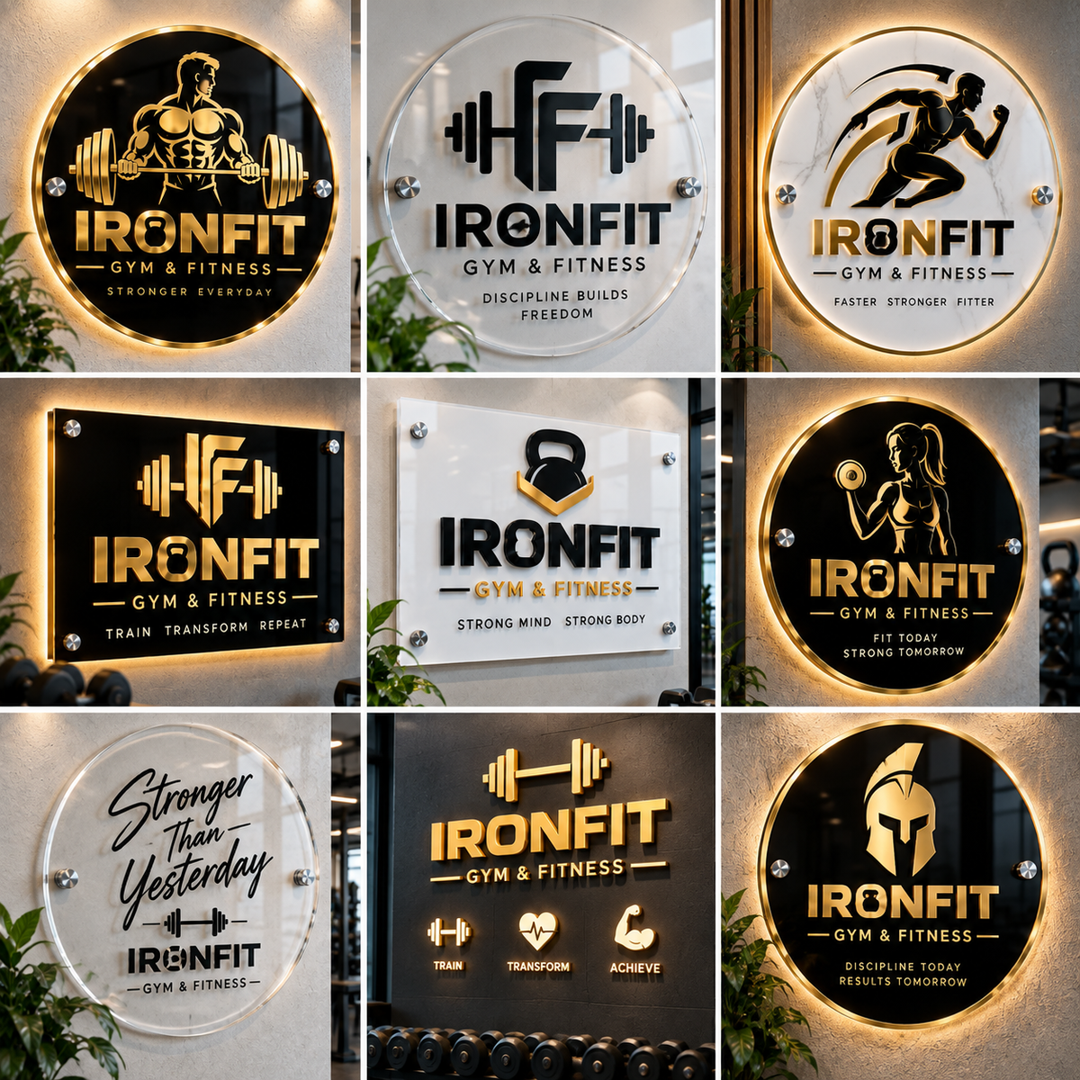 Gym & Fitness Acrylic Logo Board