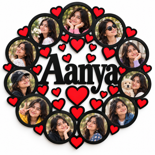 Custom Heart Photo Frame – Name & Photos